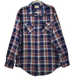 Vintage Sears Mens Shirt Size 2XL Red/Blue/White Plaid Long-Sleeved Button-Down